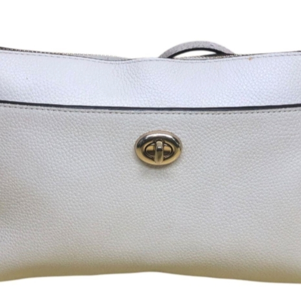 Coach Off White Polished Pebble Leather Crossbody Bag with Gold Accents - Picture 2 of 9